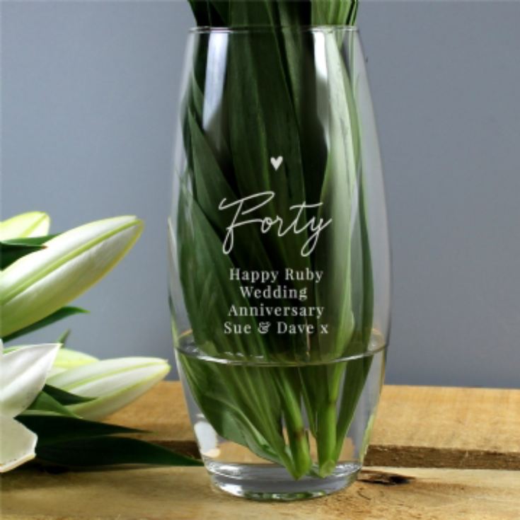 Personalised Forty Birthday Glass Bullet Vase product image