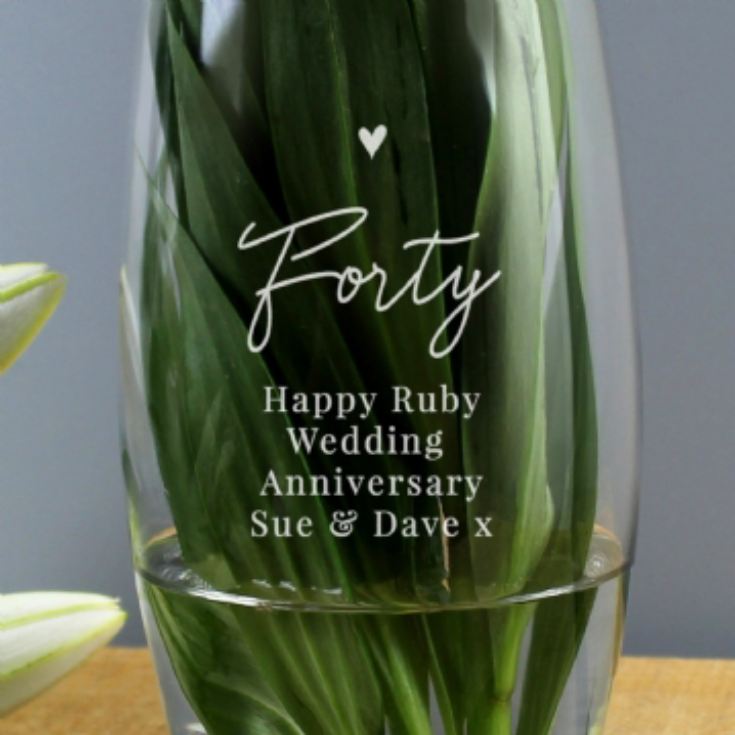 Personalised Forty Birthday Glass Bullet Vase product image