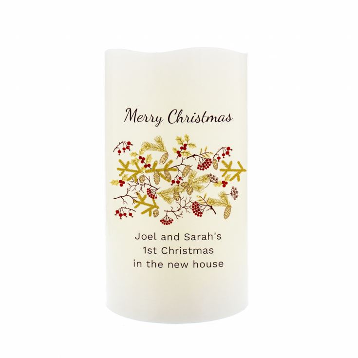 Personalised Christmas Floral LED Candle product image