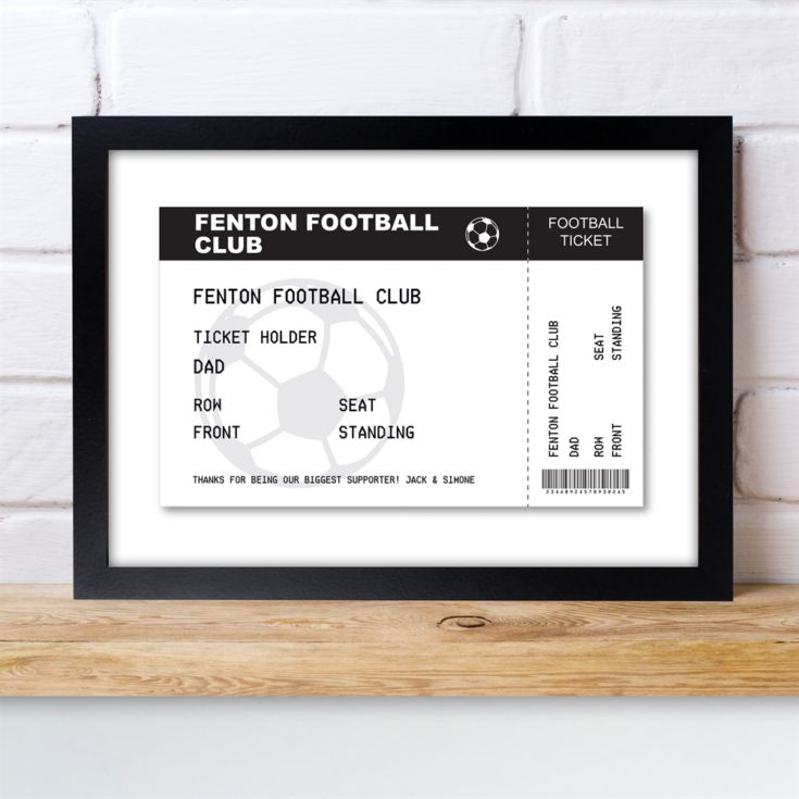 Personalised Football Ticket Black Framed Print product image