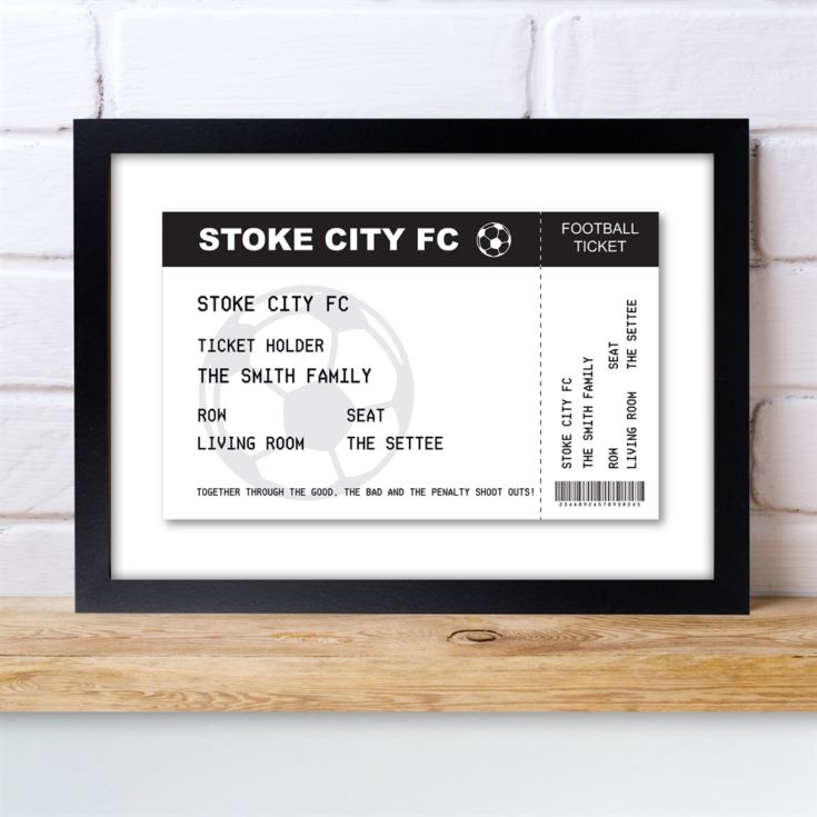 Personalised Football Ticket Black Framed Print product image