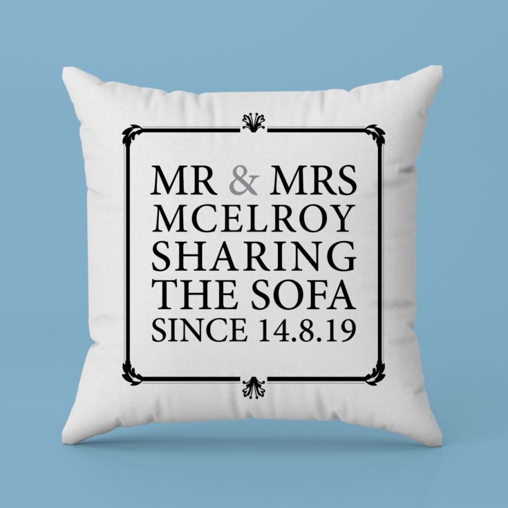 Mr & Mrs Sharing The Sofa Personalised Cushion product image