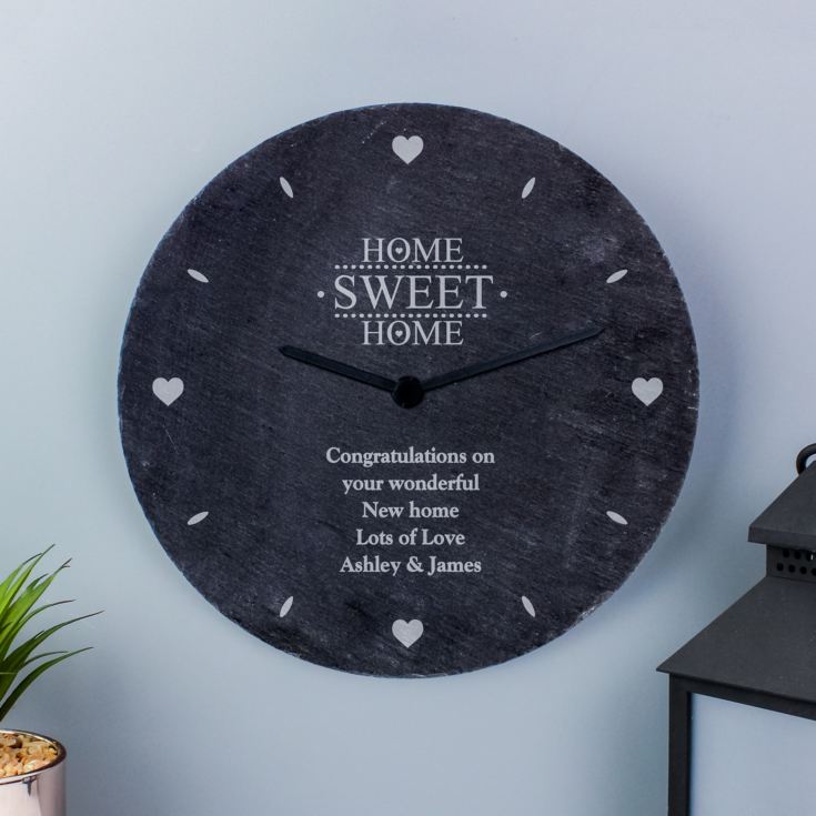 Personalised Home Sweet Home Slate Clock product image