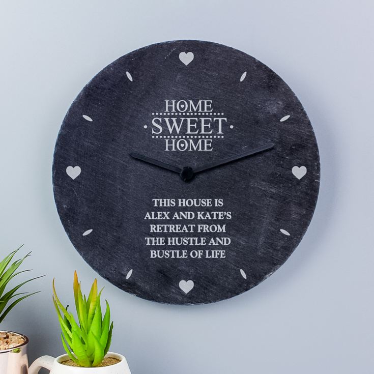 Personalised Home Sweet Home Slate Clock product image