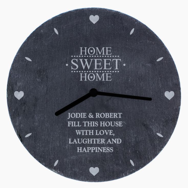 Personalised Home Sweet Home Slate Clock product image