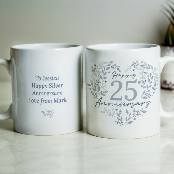 Personalised 25th Silver Wedding Anniversary Mug product image