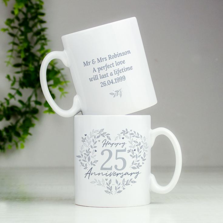 Personalised 25th Silver Wedding Anniversary Mug product image