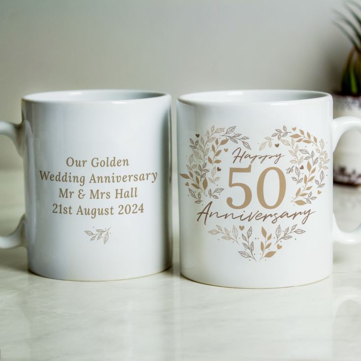 Personalised 50th Golden Wedding Anniversary Mug product image