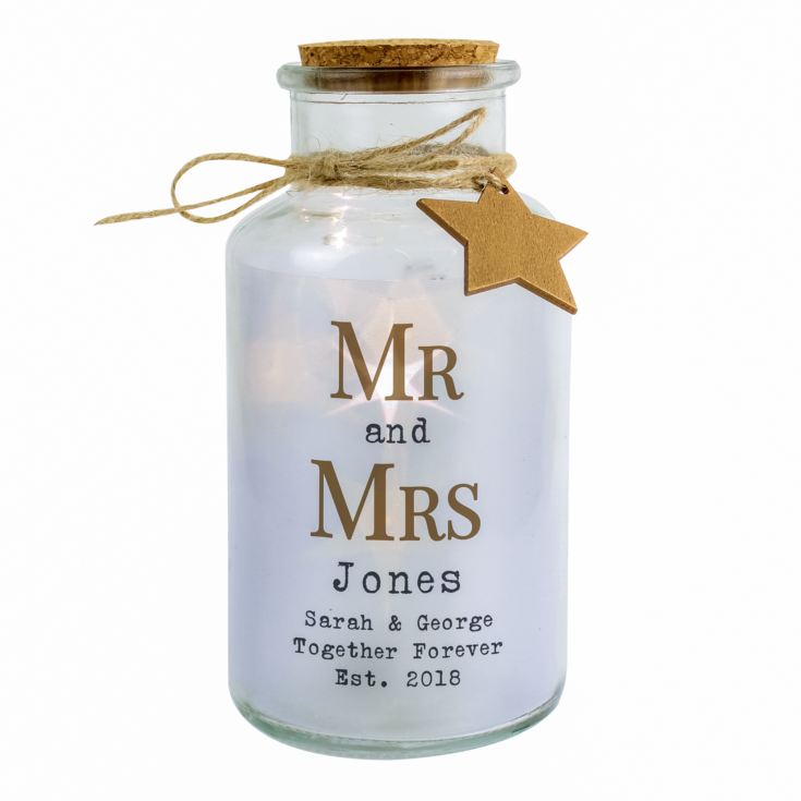 Personalised Mr & Mrs LED Glass Jar product image