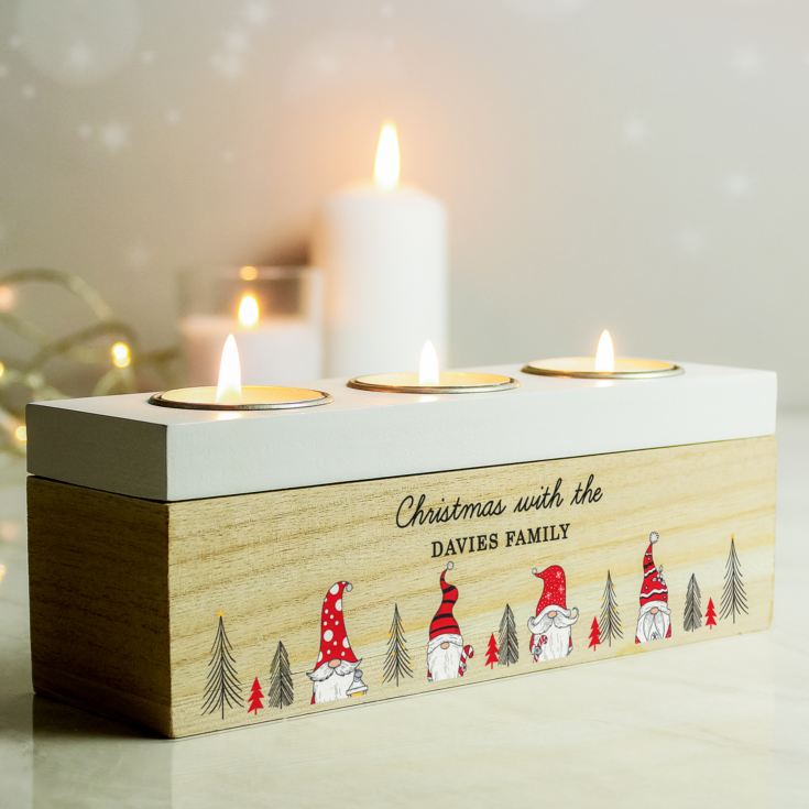 Personalised Gonk Christmas Triple Tea Light Box product image