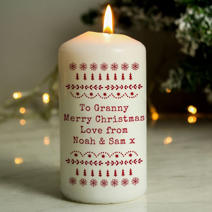 Personalised Christmas Fair Isle Pillar Candle product image