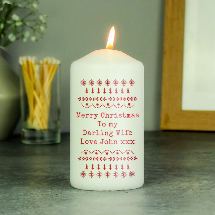 Personalised Christmas Fair Isle Pillar Candle product image