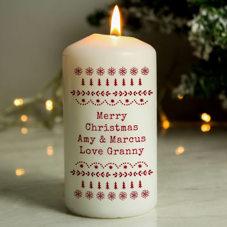 Personalised Christmas Fair Isle Pillar Candle product image