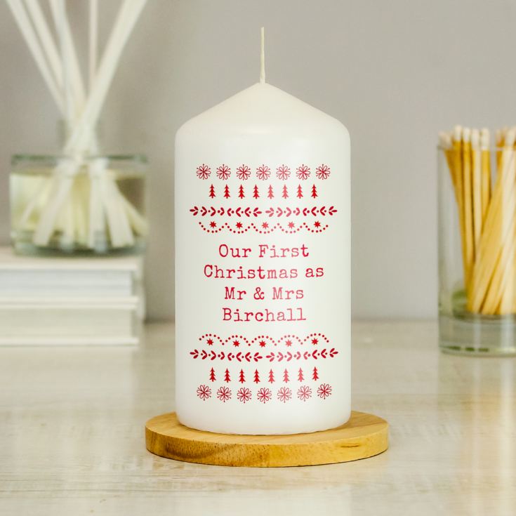 Personalised Christmas Fair Isle Pillar Candle product image