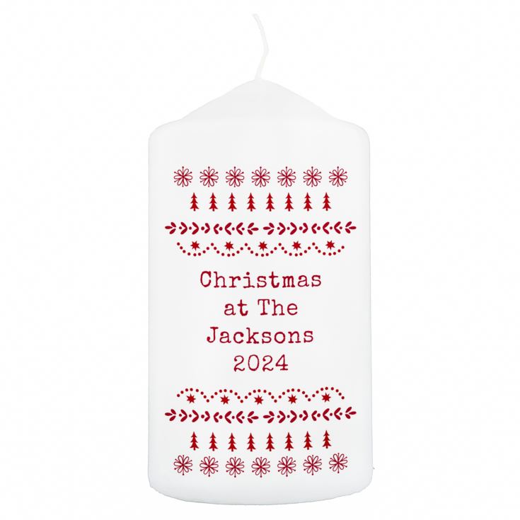 Personalised Christmas Fair Isle Pillar Candle product image