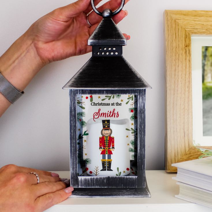 Personalised Christmas Nutcracker Black Lantern product image