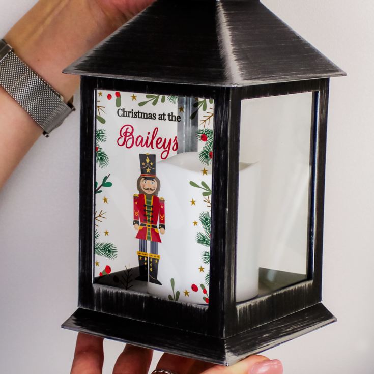 Personalised Christmas Nutcracker Black Lantern product image