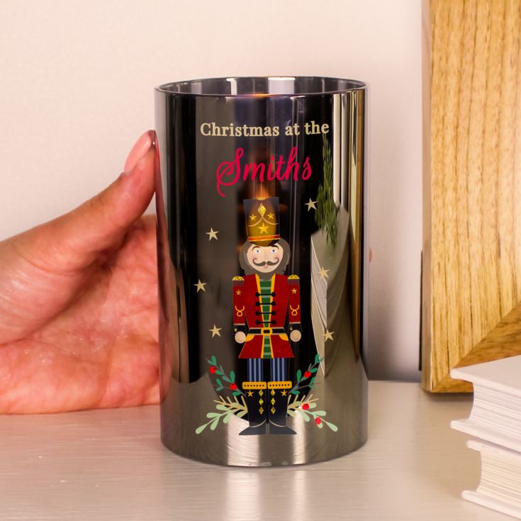 Personalised Christmas Nutcracker Smoked LED Candle product image