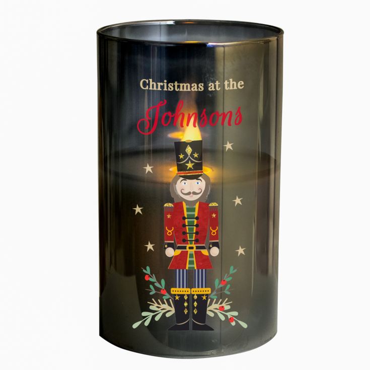 Personalised Christmas Nutcracker Smoked LED Candle product image