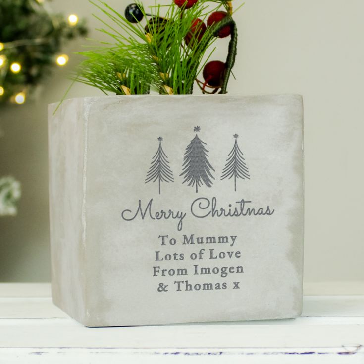 Personalised Christmas Tree Concrete Planter product image