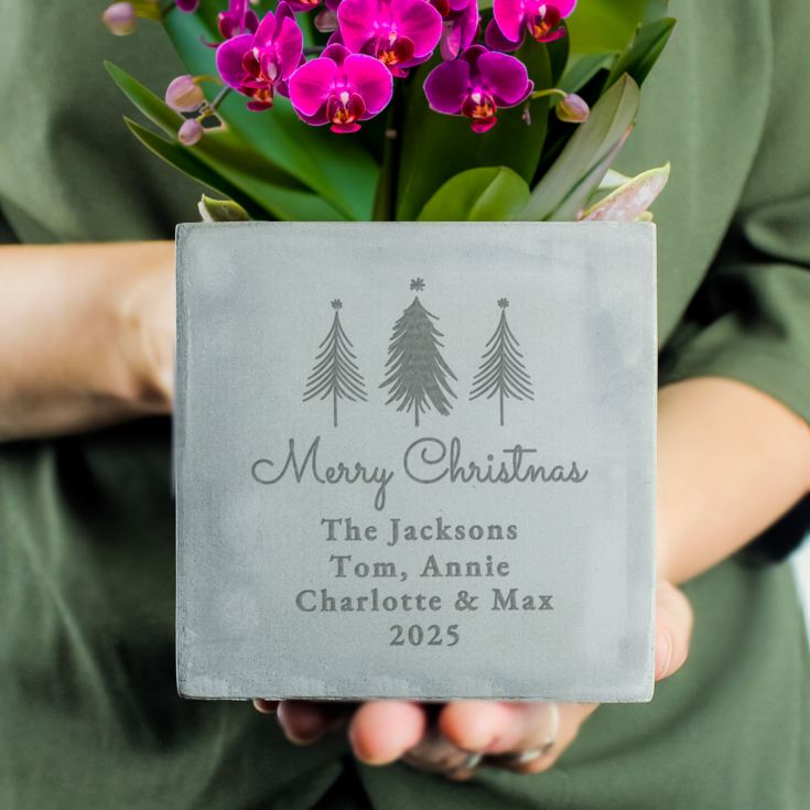 Personalised Christmas Tree Concrete Planter product image