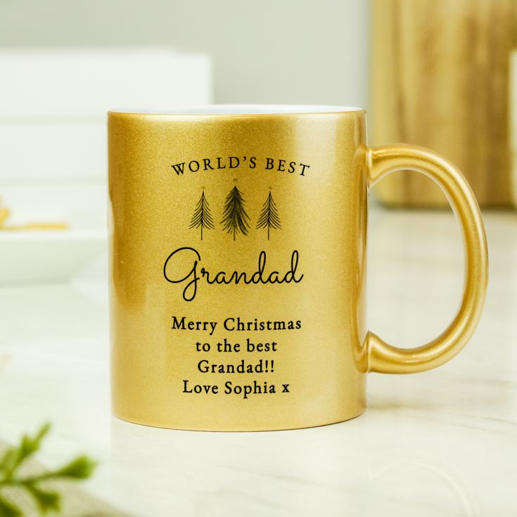 Personalised Christmas Tree Gold Glitter Mug product image