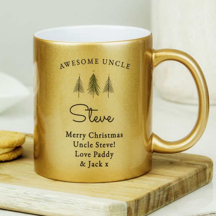 Personalised Christmas Tree Gold Glitter Mug product image