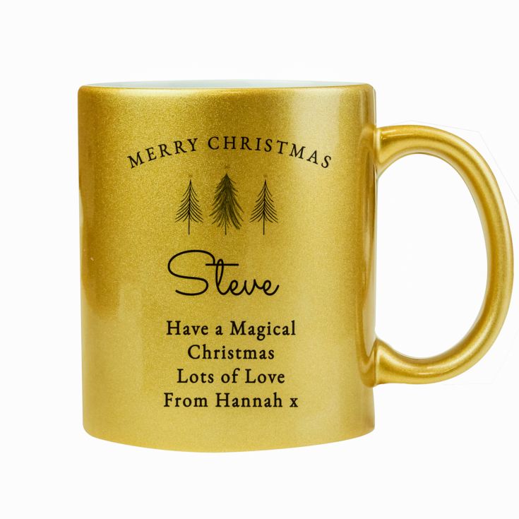 Personalised Christmas Tree Gold Glitter Mug product image