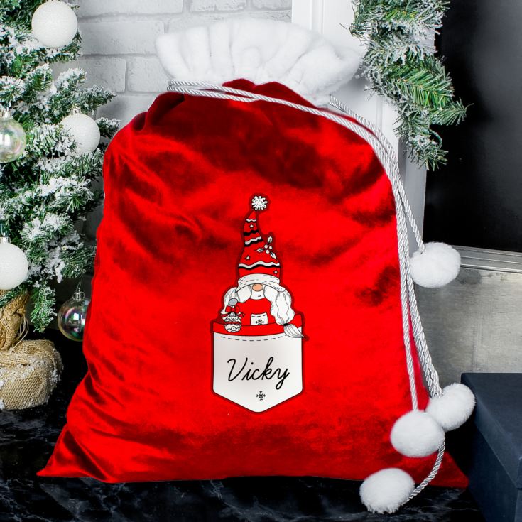 Personalised Gonk Family Red Christmas Sack - Female product image