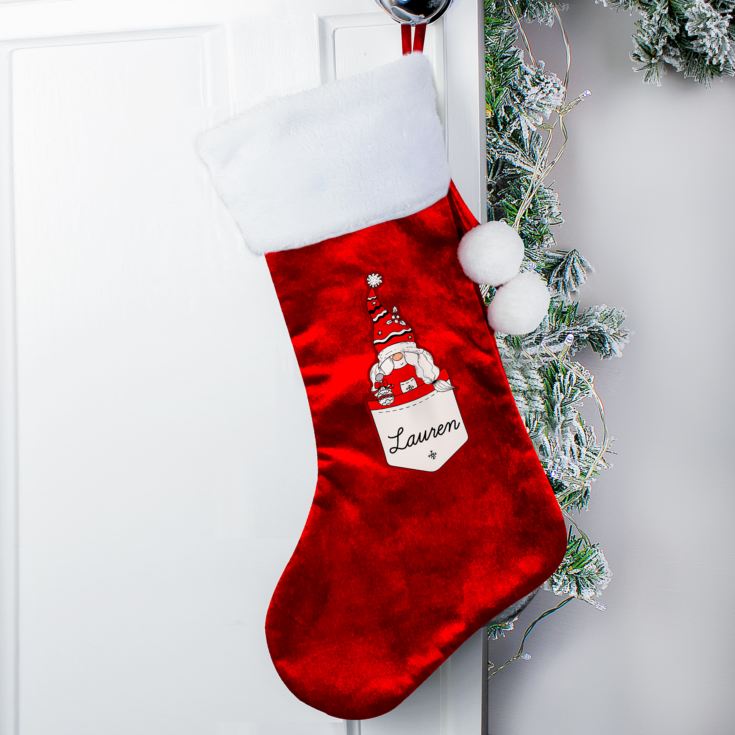 Personalised Gonk Family Red Christmas Stocking- Female product image