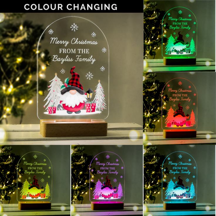 Personalised Gonk Wooden Based LED Christmas Light product image