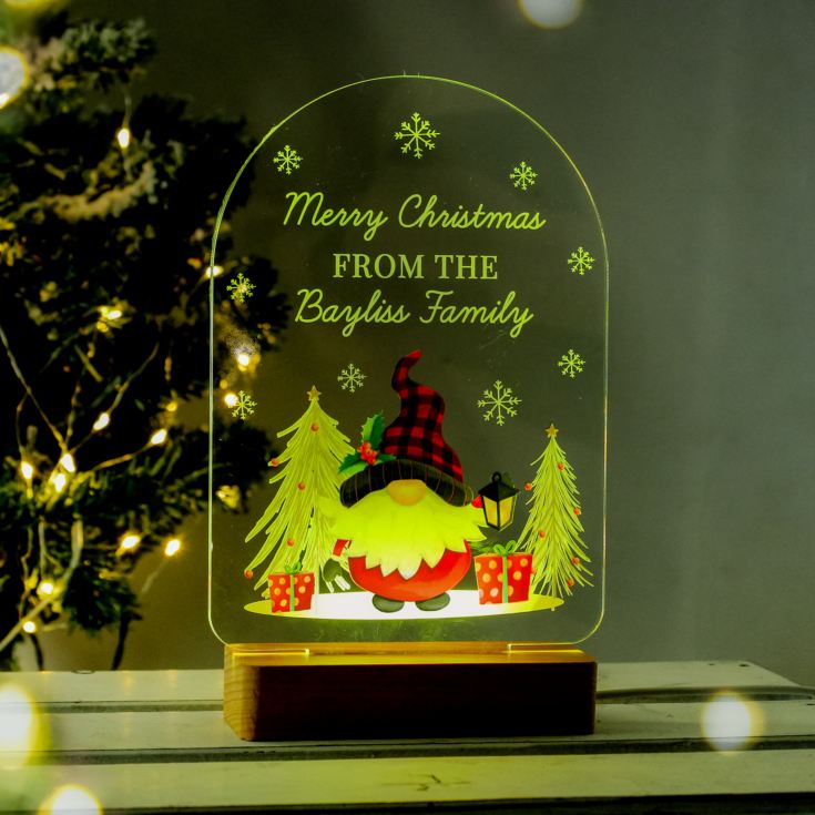 Personalised Gonk Wooden Based LED Christmas Light product image