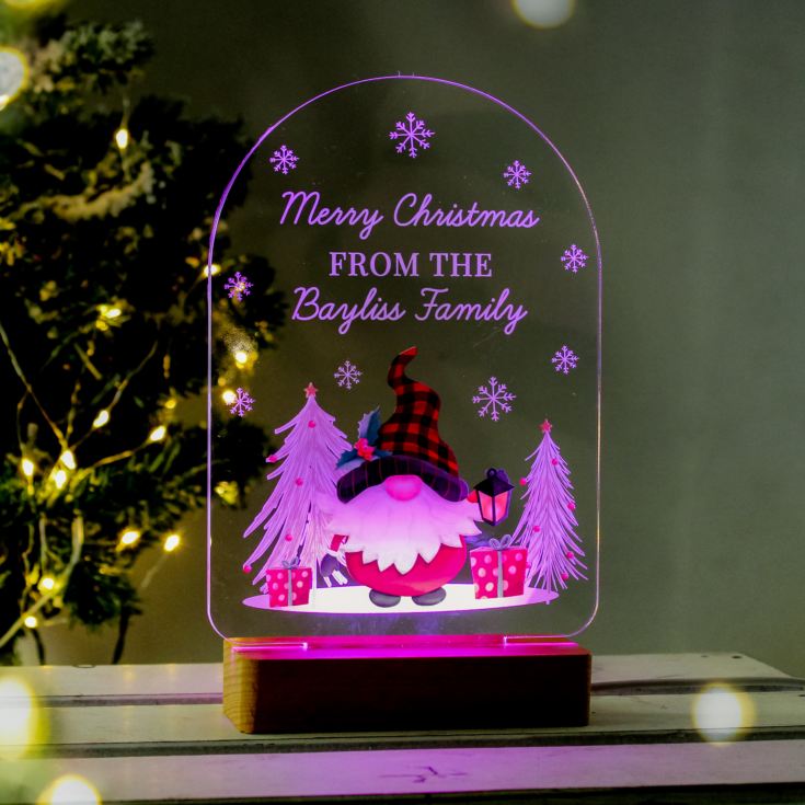 Personalised Gonk Wooden Based LED Christmas Light product image