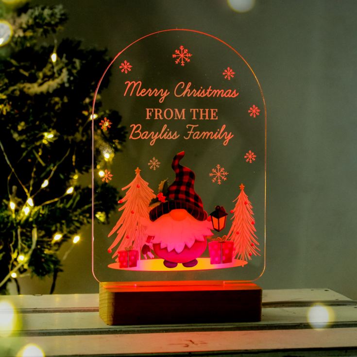 Personalised Gonk Wooden Based LED Christmas Light product image