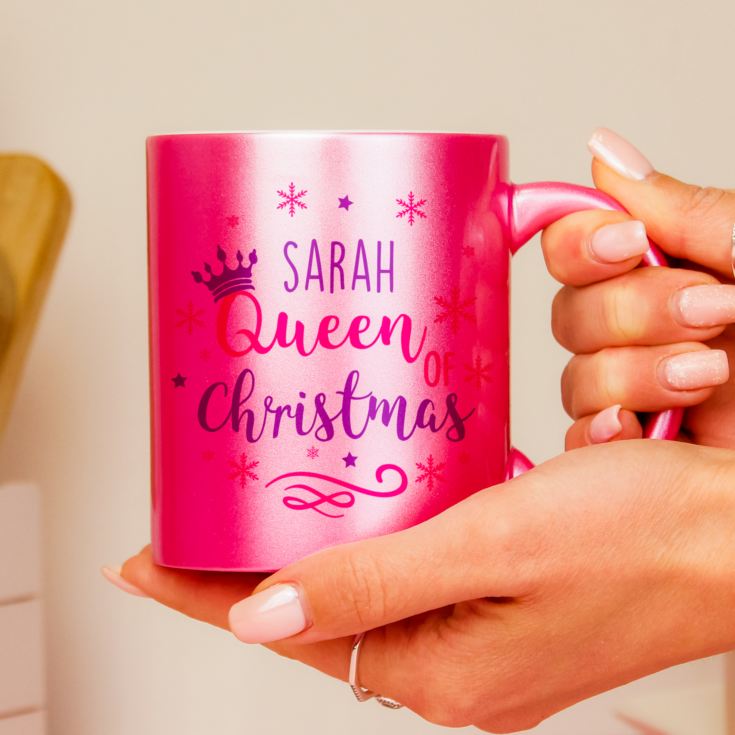 Personalised Queen Of Christmas Pink Mug product image