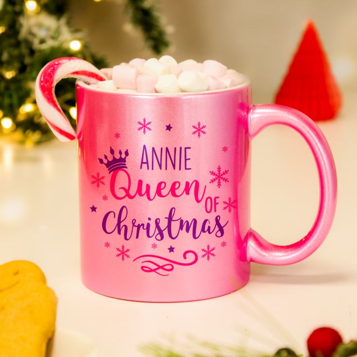 Personalised Queen Of Christmas Pink Mug product image