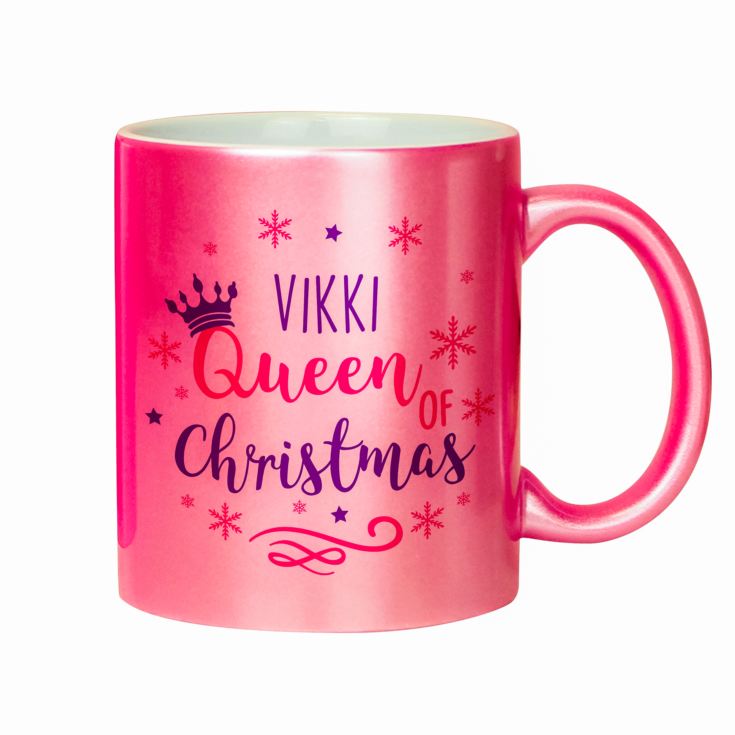 Personalised Queen Of Christmas Pink Mug product image