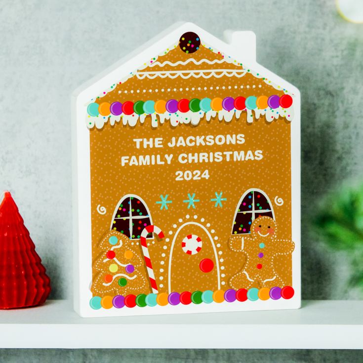 Personalised Gingerbread House Christmas Wooden Ornament product image