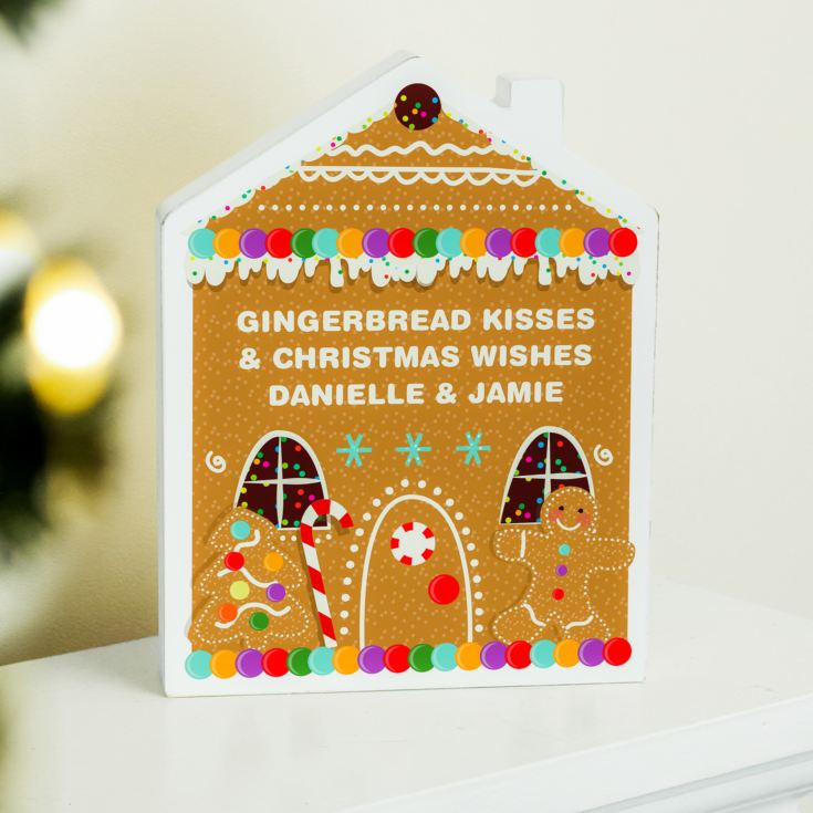 Personalised Gingerbread House Christmas Wooden Ornament product image