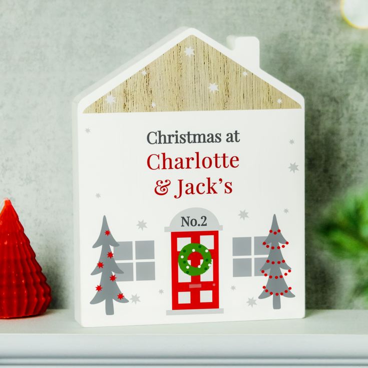 Personalised Christmas House Wooden Ornaments product image