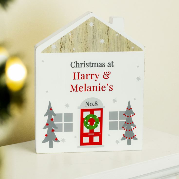 Personalised Christmas House Wooden Ornaments product image