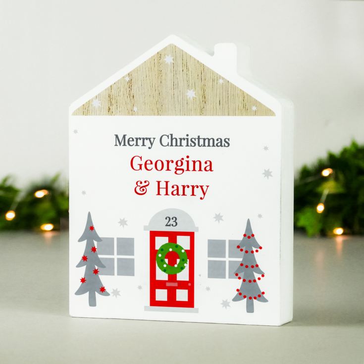 Personalised Christmas House Wooden Ornaments product image