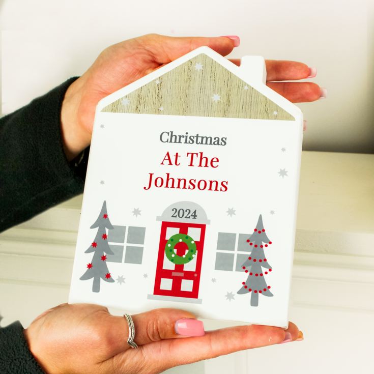 Personalised Christmas House Wooden Ornaments product image