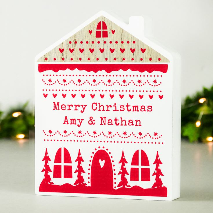 Personalised Christmas House Wooden Ornaments product image