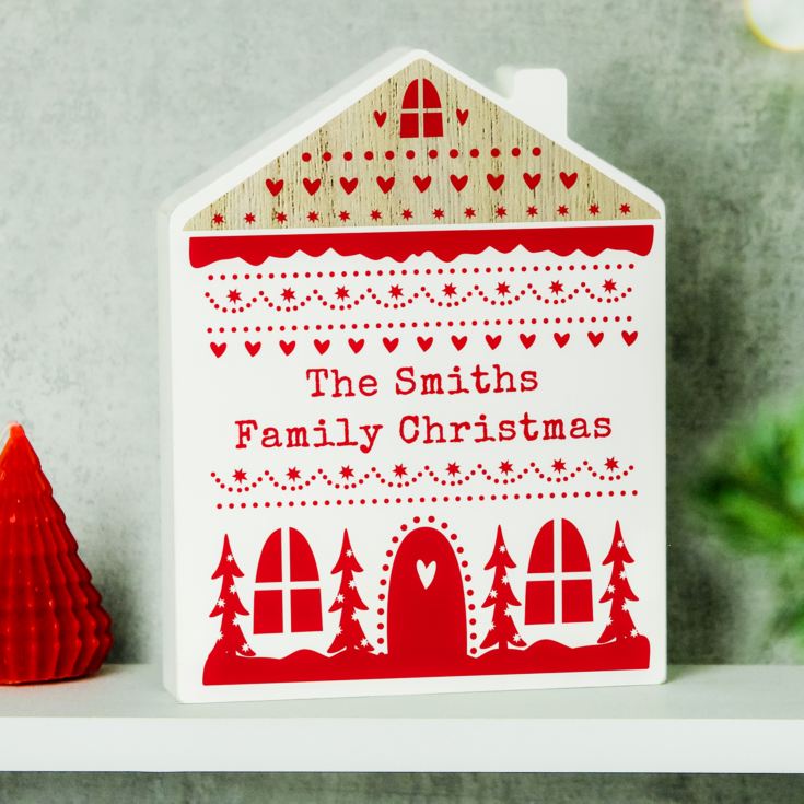 Personalised Christmas House Wooden Ornaments product image