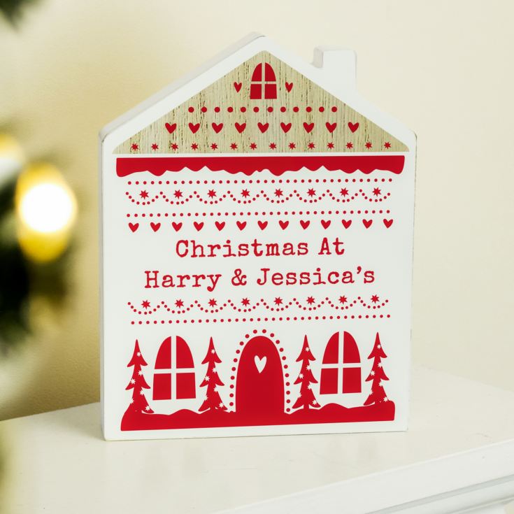 Personalised Christmas House Wooden Ornaments product image