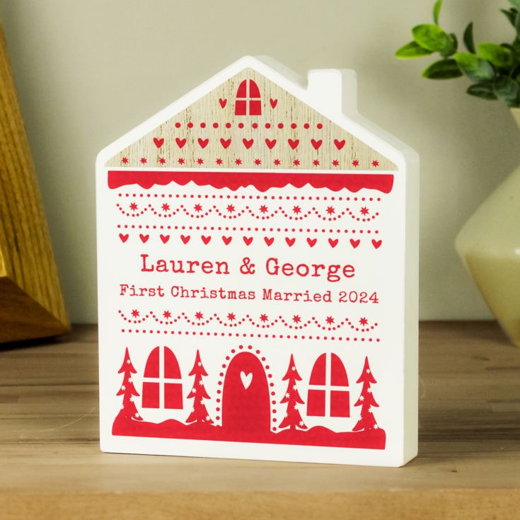 Personalised Christmas House Wooden Ornaments product image