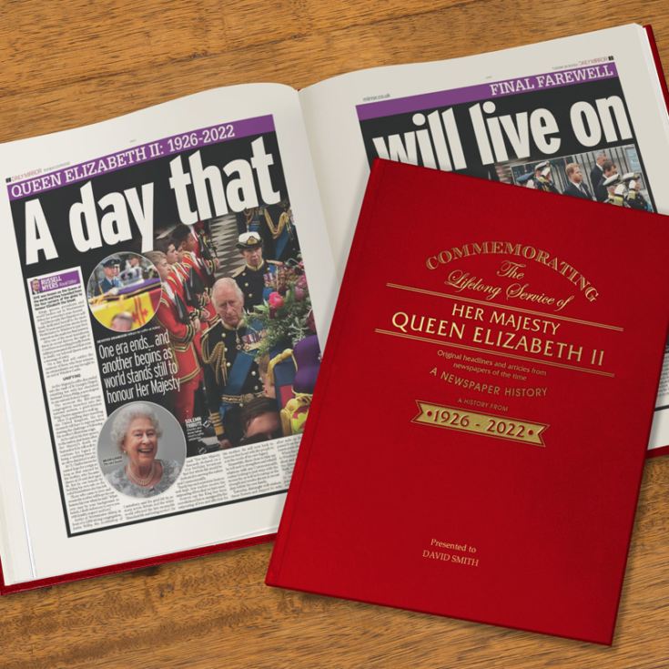 Queen Elizabeth Memorial Newspaper Book – Red Cloth product image