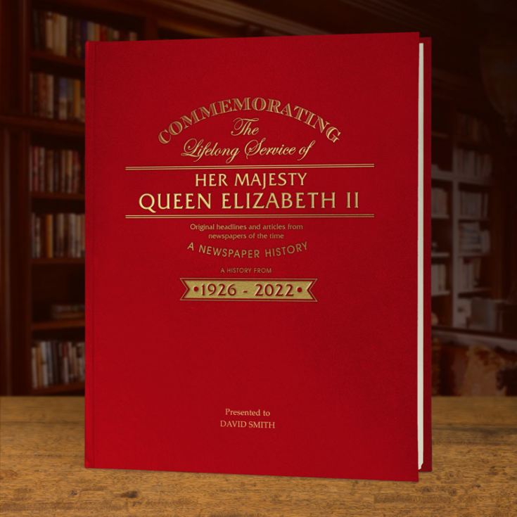 Queen Elizabeth Memorial Newspaper Book – Red Cloth product image