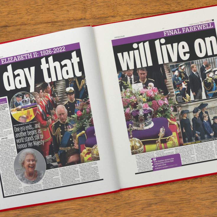 Queen Elizabeth Memorial Newspaper Book – Red Cloth product image